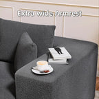Cloud Sectional Couch, 104”L-Shape Oversized Sofa with Right Chaise Lounge, Modular Sleeper Couch with Pillows & Deep Seat, Rain Drop Velvet Fabric Compressed Sofa for Living Room, Dark Gray