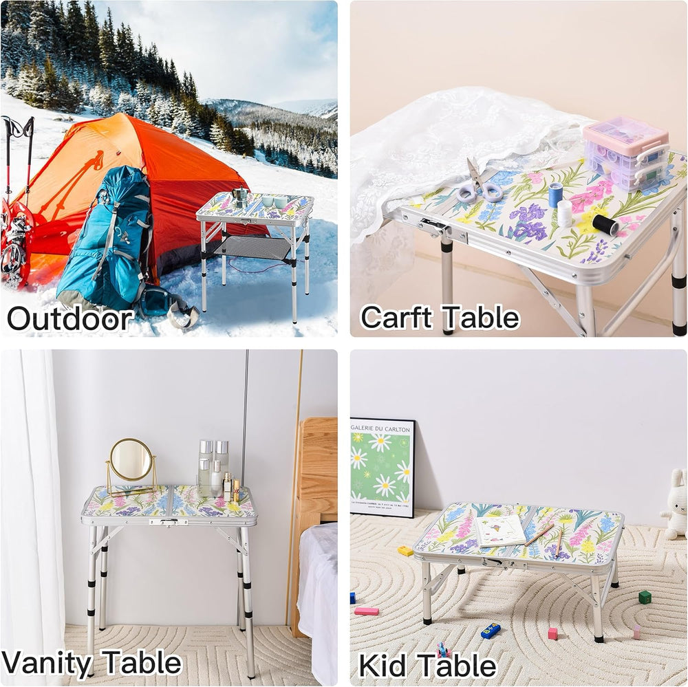 Yriuat Folding Camping Table 2ft Portable Picnic Table, Blooming Floral | Adj...