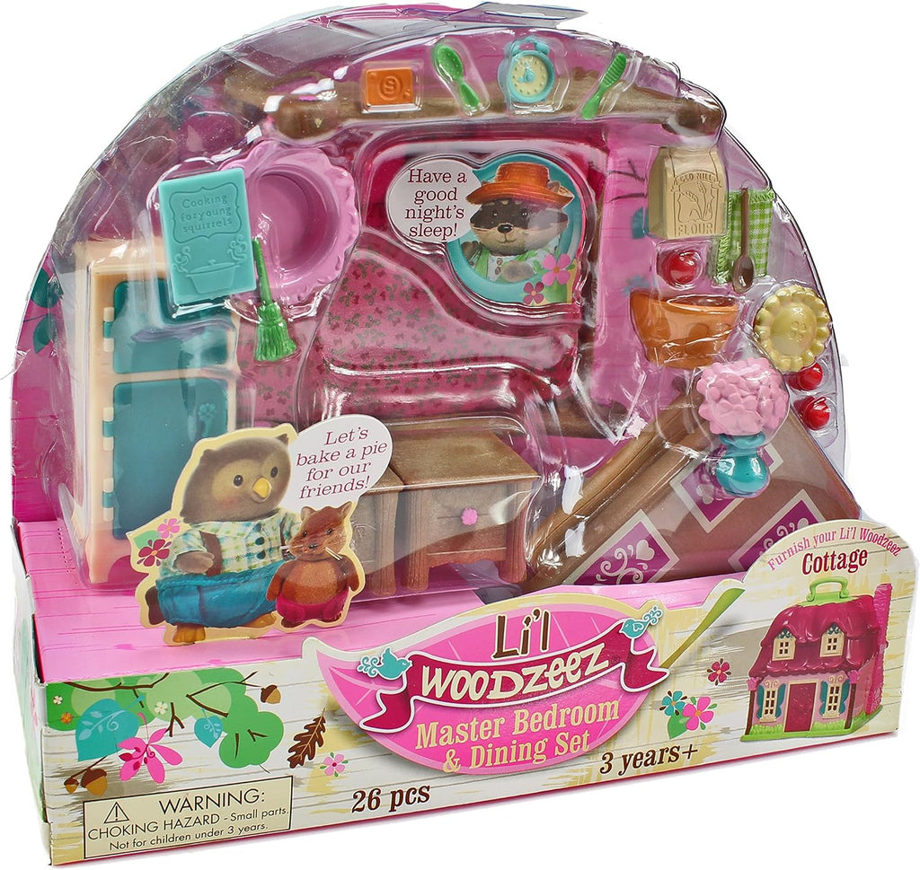 Lil Woodzeez Master Bedroom and Dining Set Can Be Used with All Families and Environments Ages 3+