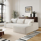 Eafurn Oversized L Shape Modular Sectional Sofa with Right Facing Chaise Lounge,Wide Deep Seat Compressed Corner Couch,Minimalist Corduroy Upholstered Boneless Lounge Sofa Couch | Breathable material, Full Foam, Anti-slip