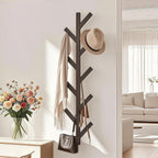 Prywot Coat Rack Wall Mounted - 9 Hooks, Coat Hooks for wall, Modern Metal Coat Tree for Hats, Jackets, Bags, Entryway Bedroom-Black (Height 37.8")
