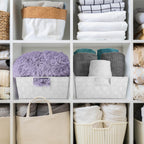 Sorbus Set of 3 Large Woven Storage Baskets – Mesh Hand-Woven Baskets for Organizing, Fabric Storage Bins for Linen Closet Organizer, Storage Baskets for Shelves and Home Organization (White)