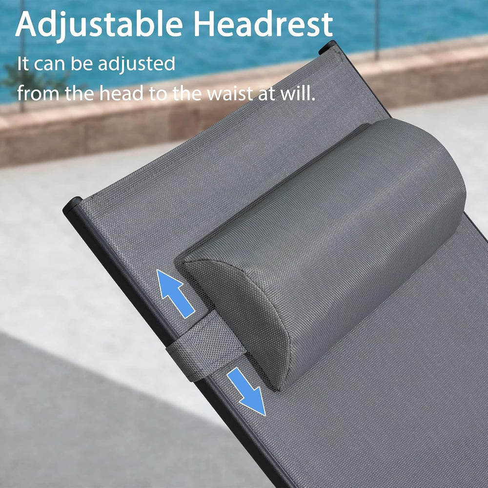 PURPLE LEAF Patio Pool Lounge Chaise Set of 3 Outdoor Lounger Chair, Grey | 2...