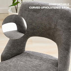 UVV Wooden Dining Chairs Set of 2, Mid Century Modern Upholstered Dining Room Chair Kitchen Chairs, Chenille Dinner Chair with Solid Wood Legs for Kitchen Dining Room, Dark Grey