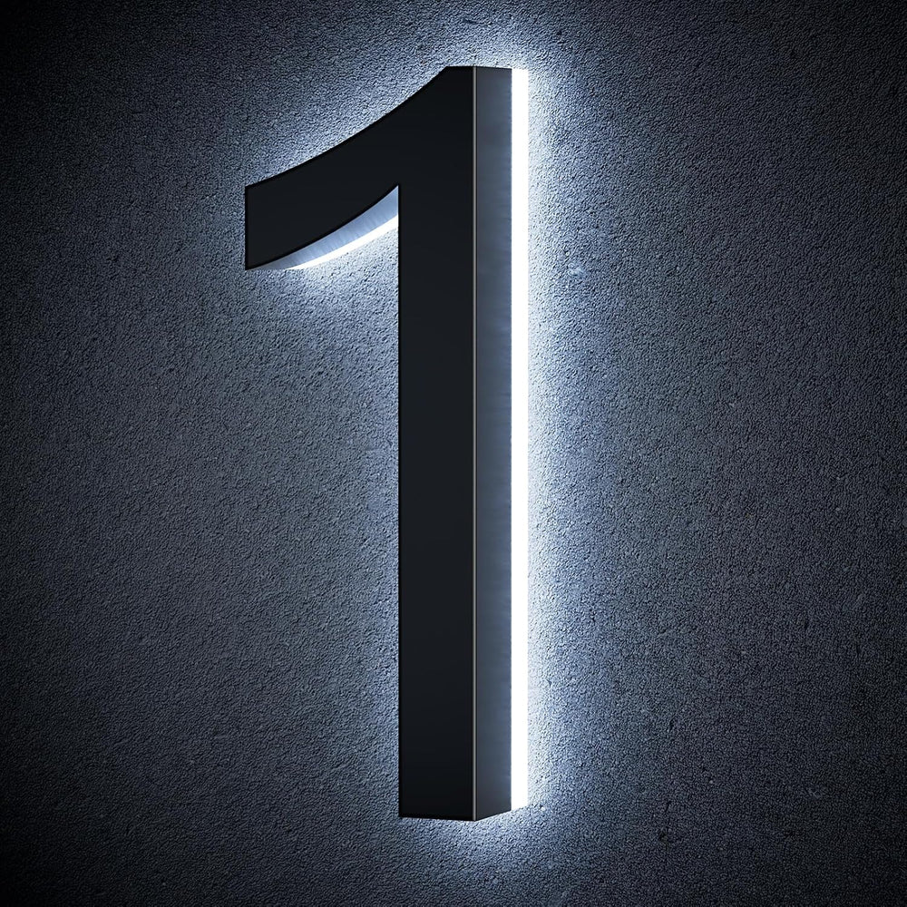 9 Inch Backlit House Numbers for Outside, Stainless Steel
