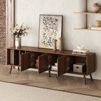 Merax 70" TV Stand for TVs Up to 80", Modern Entertainment Center with 3 Doors and Vertical Open Shelves, Media Console with Unique Mosaic Front Design for Living Room