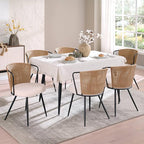 BedsPick Rattan Dining Chair Set of 6 - Farmhouse Upholstered Cane Back Kitchen Chair with Boucle Cushion, Wingback Dining Room Seat with Metal Legs for Home, Kitchen (Brown)