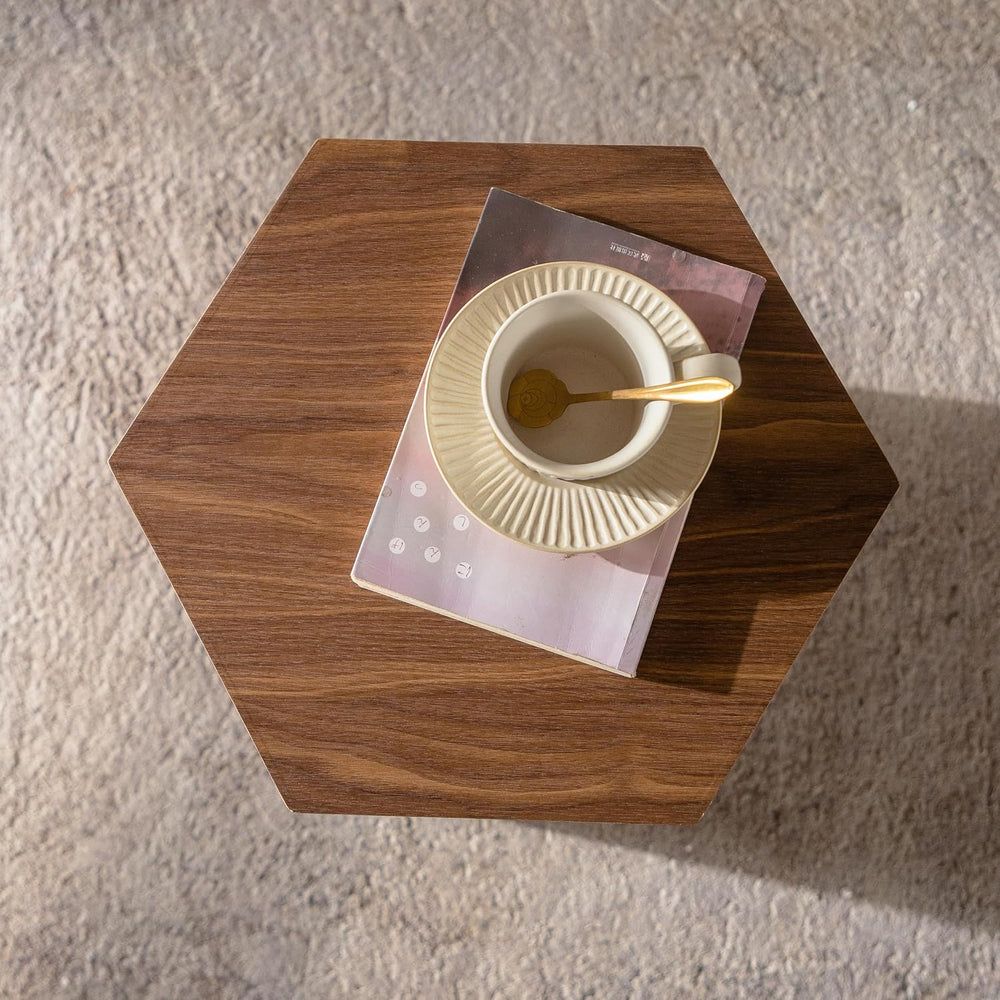 15.75'' Hexagon Side Table End Table for Living Room, Wood Grain, No ...