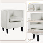 Yaheetech Velvet Accent Chair, Modern and Comfortable Armchairs, Upholstered Barrel Sofa Chair for Living Room Bedroom Waiting Room, Beige, 2pcs