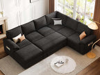 108 Inch Modular Sectional Sofa with Pull Out Bed, U Shaped 7 Seat Sectional Sleeper Sofa with Storage, Sectional Couches for Living Room,Cloud Modular Couch, Removable Sofa Cover, Black