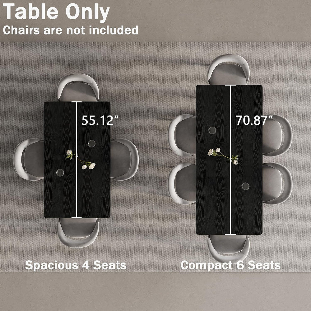 MECHYIN Extendable Dining Table for 4-8, 55-71 in, Storage Shelf, Black | Fli...