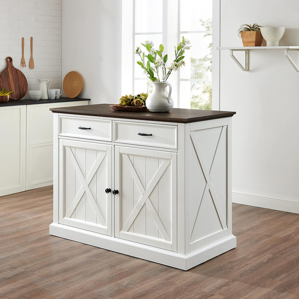 Crosley Furniture Clifton Kitchen Island with Storage Drawers and Shelves, Mi...