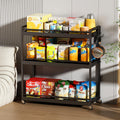 3 Tier Expandable Rolling Cart with wheels, pantry organizers and storage | kitchen Storage Cart for cans,food,snack and appliances，Adjustable shelf board height，Black,12.59"D×19.29-30.9"W×29.05"H