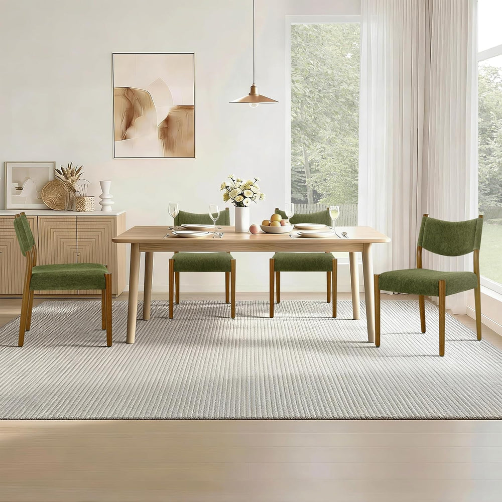 KISLOT Dining Chairs Set of 2, Ergonomic Upholstered Wood Chairs, Green | Mid...