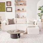 107.4" Cloud Couch Sectional, Modular Sofa with Deep Seat, Plush Corduroy L Shaped Boneless Couch, Convertible Sectional Couches for Living Room, 4Seat, Beige