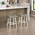 Lexicon Saddle Bar Stools Set of 2 Barstools with Footrest, Armless Dining Chairs for Kitchen Island, Breakfast Nook, Living Room, Counter Height, White/Coffee