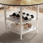 VFK 47 Inch Round Dining Table for 4 with 2-Tier Storage Shelves, Ideal for Kitchen, Dining Room, or Living Room