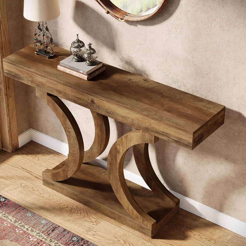Tribesigns 43-Inch Farmhouse Curved Console Entryway Table for Living Room | ...