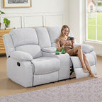 Recliner Sofa Set Couches for Living Room Chair Line Fabric Living Room Furniture Sets, Adjusted Loveseat Reclining Couch Furniture Sofa Set for Theater Seating, Grey White