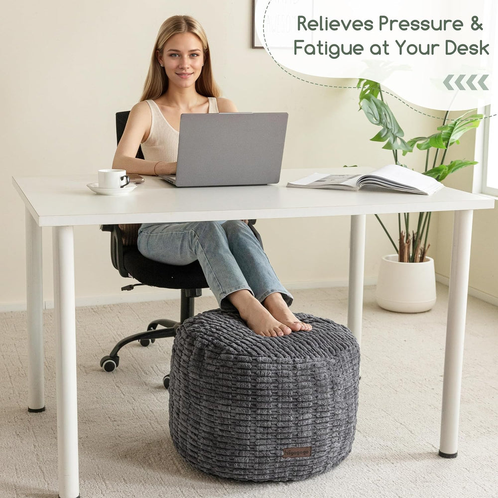 HIGOGOGO Pouf Ottoman Stuffed Round Modern Foam Filled Foot Rest Poufs for Li...
