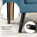 Yaheetech Mid-Century Accent Chairs, Modern Upholstered Living Room Chair, Cozy Armchair Button Tufted Back and Wood Legs for Bedroom/Office/Cafe, Set of 2, Navy Blue