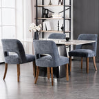 VKNOW Wooden Dining Chairs Set of 4, Modern Fabric Upholstered Dining Room Chair Kitchen Chairs, Farmhouse Dinner Chair for Kitchen Dining Room, Navy
