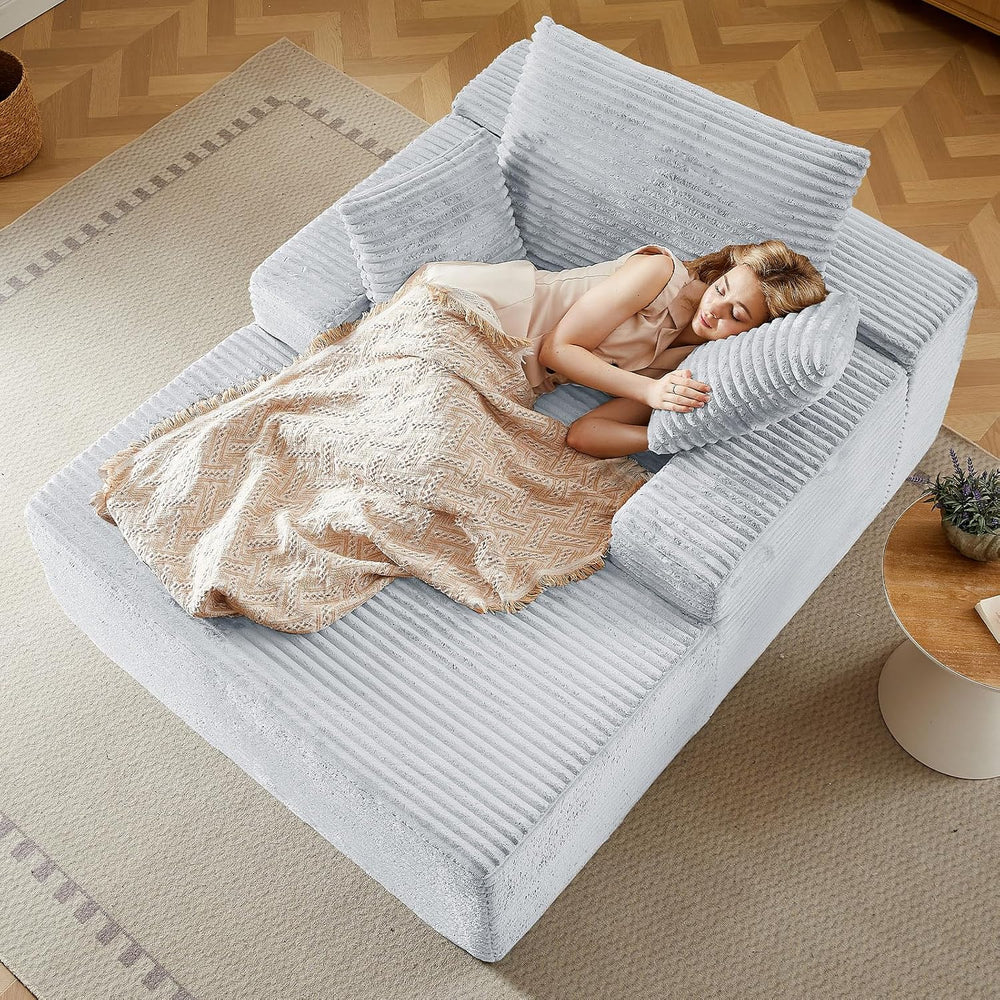 50"Oversized Chaise Lounge Chair Indoor,Corduroy Reading Chair with 3 Pi...
