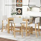 Ball & Cast 5 Piece Wood Dining Table Set with 4 Upholstered Chairs,Kitchen Table and Chairs for 4 W/ 52" Rectangle Desk,for Restaurant,Home Bistro,Natural Wood Wash