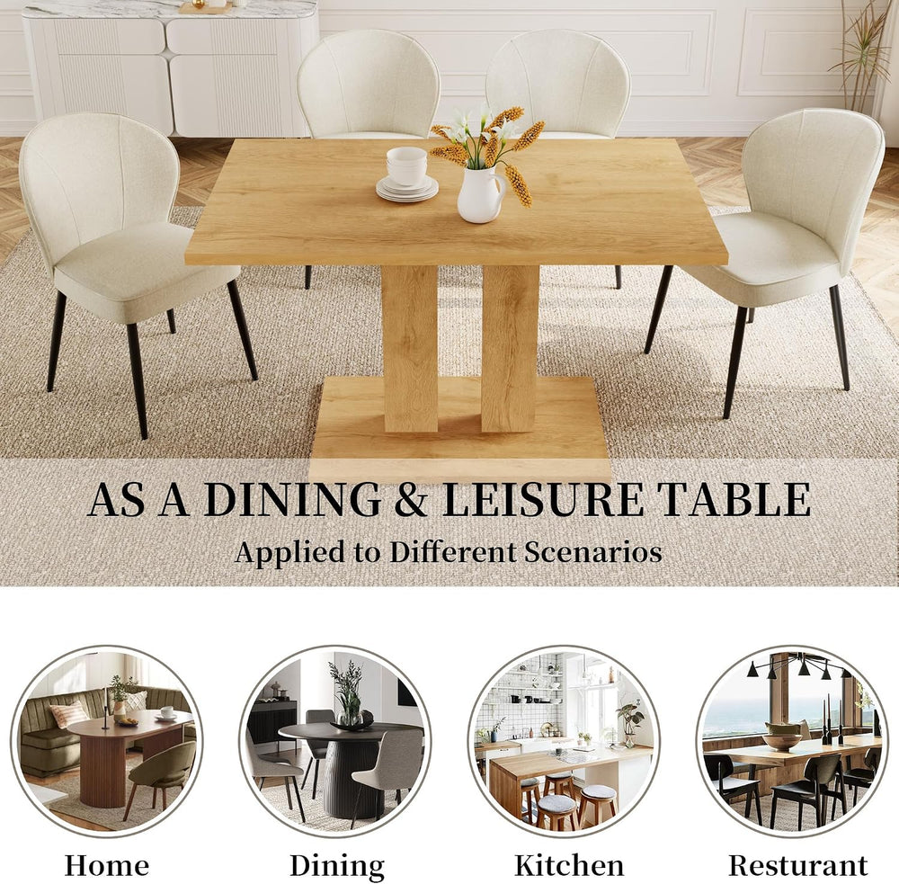 Dining Table Set for 4-6 People, 46 Inch Modern MDF Oak Kitchen Table with 4 ...