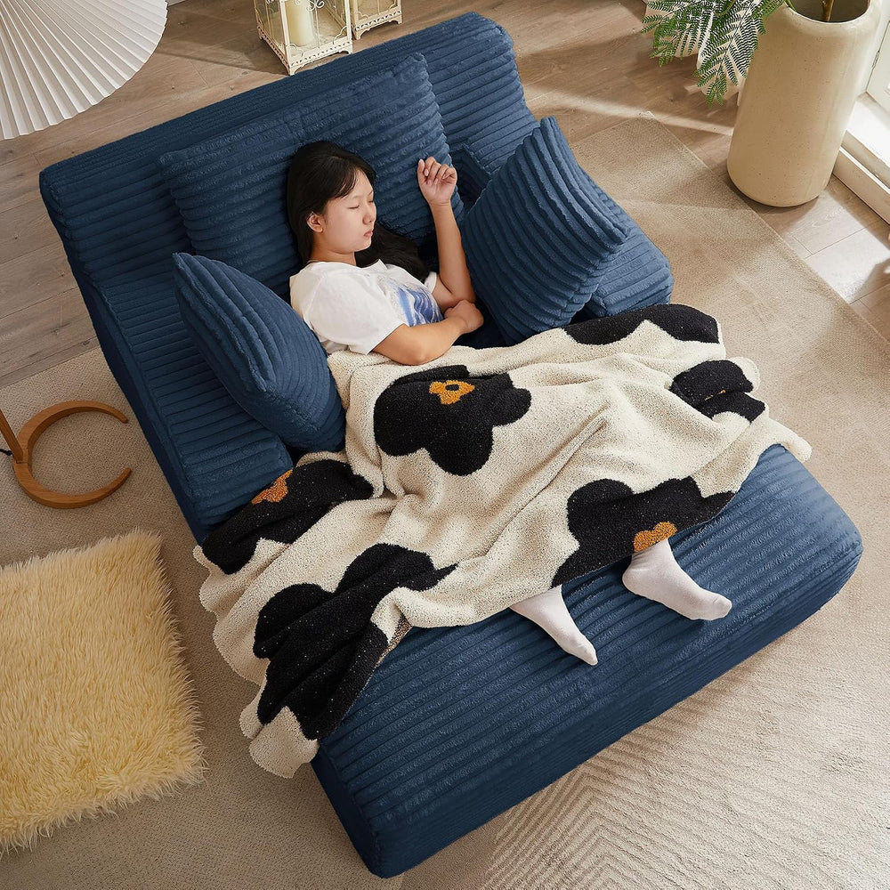 Oversized Chaise Lounge Chair Indoor, Corduroy Lounge Chair and Floor Couch w...