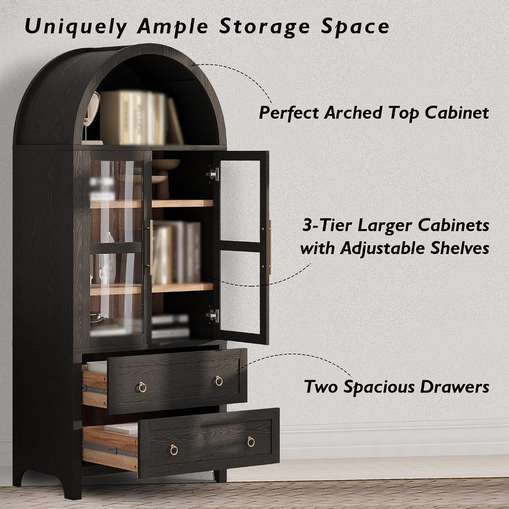Arched Kitchen Pantry Cabinet, Modern Farmhouse Kitchen Tall Storage Cabinet ...