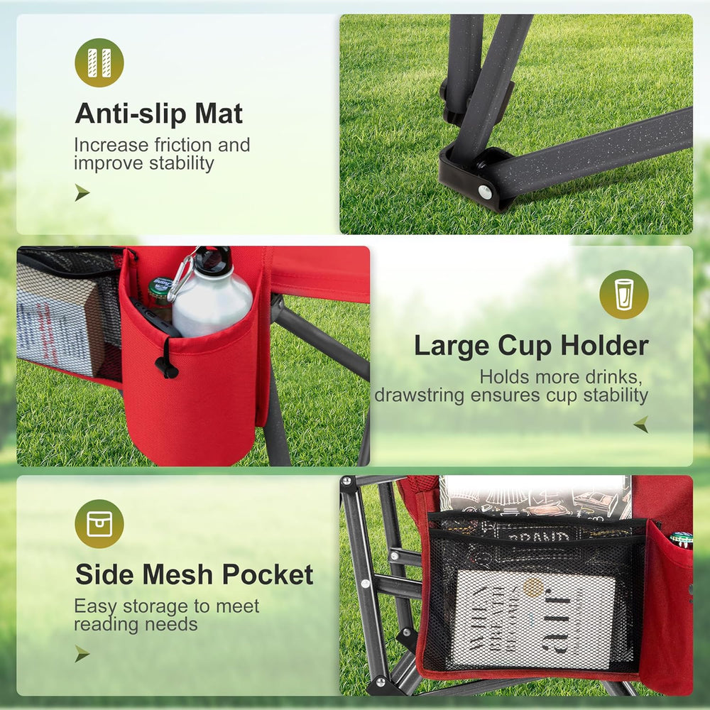 LET'S CAMP Oversized 29.52" High Back Camping Chairs Heavy Duty Lawn...