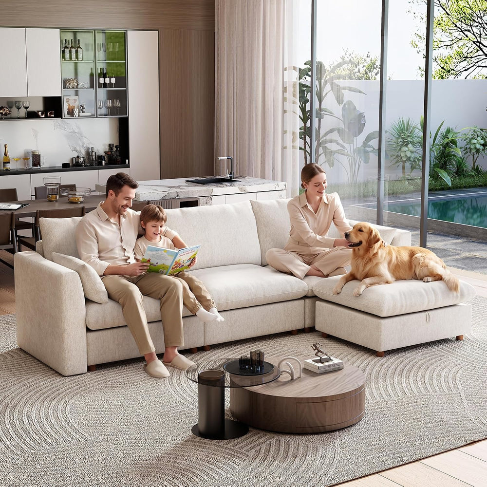 Ihanherry 117" Oversized Modular Sectional Sofa, Modern L Shaped Cloud C...