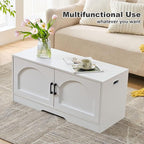 Shoe Bench, Entryway Storage Bench with 2 Doors, Shoe Rack Adjustable Shelves, Shoe Cabinet with Storage, 31.5" W x 13.8" D x 18.1" H for Entryway, Living Room, Hallway, Mudroom, Bedroom, White