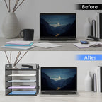 Supeasy 2 Pack 5-Tier Desk Organizer with Handle Mesh Desk File/Paper Organizer Letter Tray for Office, School and Home Easy Installation, Black