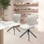Dining Chairs Set of 2, 360° Swivel Armless Faux Leather Accent Chairs with Padded Back and Metal Legs, Mid-Century Modern Kitchen, Dining Room, Living Room, Bedroom White