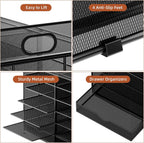 Marbrasse 7 Tier Desktop Literature Organizer, Mesh Paper Organizer, Desk Organizers with Drawer, File Sorter Mail Center Paper Storage Cabinet Classroom Keepers Mailbox for Office Home School (Black)