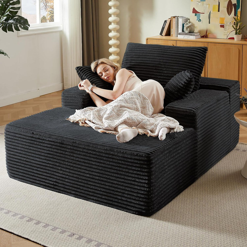 LUCKHAO 50" Oversized Chaise Lounge Chair Indoor,Corduroy Reading Chair ...