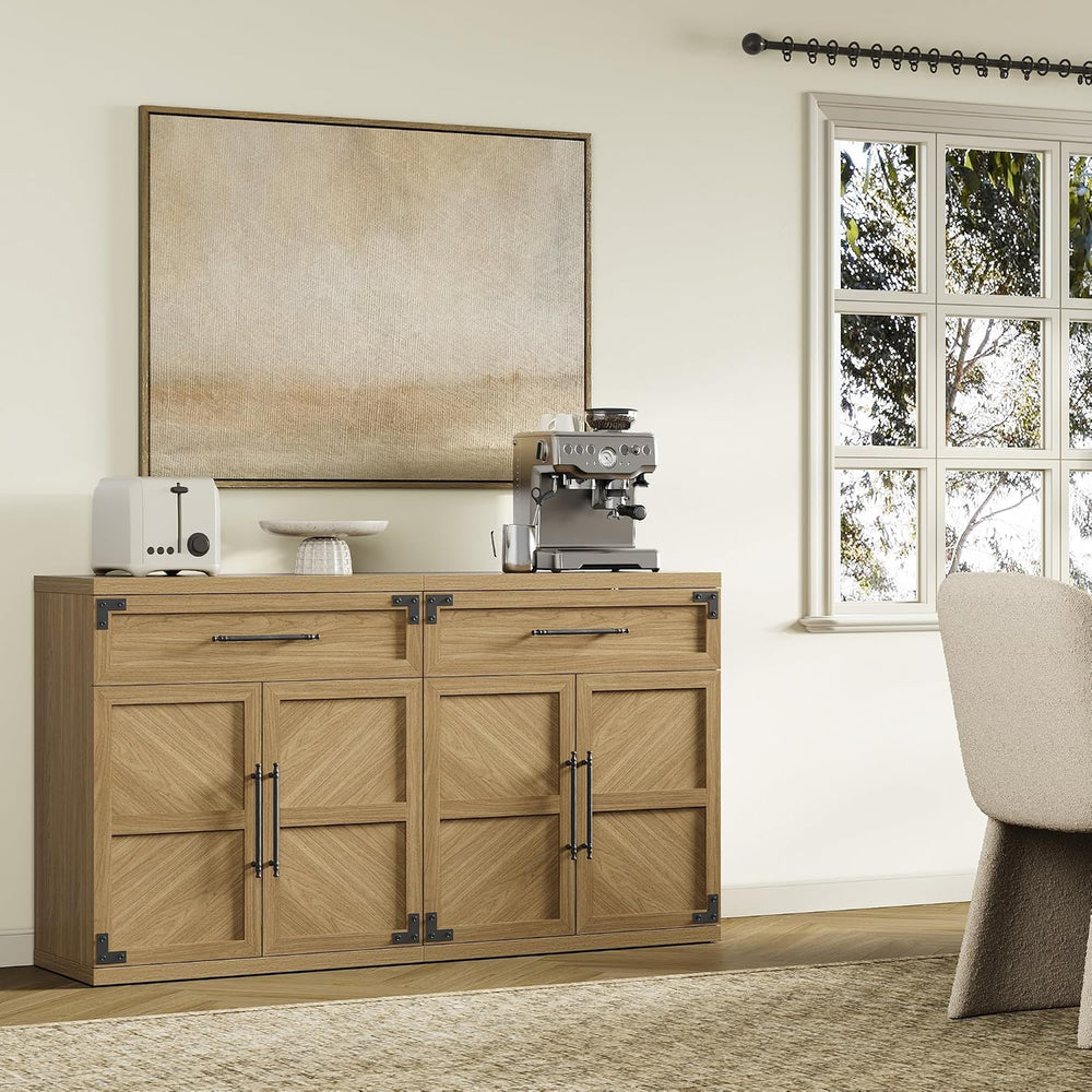 SICOTAS Buffet Cabinet with Drawer - Modern Sideboard Cabinet with Storage, W...
