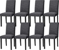 CHUN YI Upholstered Dining Chairs Set of 8, Fabric Dining Room Chairs with Solid Wood Legs, Modern Parson Chairs for Kitchen, Restaurant, Hotel, Dark Grey