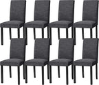 CHUN YI Upholstered Dining Chairs Set of 8, Fabric Dining Room Chairs with Solid Wood Legs, Modern Parson Chairs for Kitchen, Restaurant, Hotel, Dark Grey