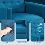 Yaheetech Fabric Recliner Chair Mid-Century Modern Recliner Adjustable Single Recliner Sofa with Thicker Seat Cushion Tufted Upholstered Sofa with Pocket Spring for Living Room Bedroom Blue
