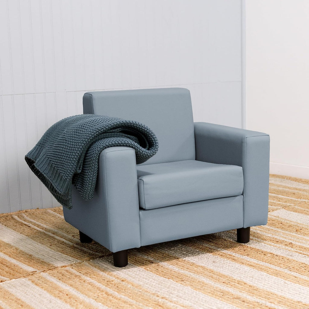 Factory Direct Partners SoftScape Inspired Playtime Classic Reading Chair, Children's Commercial-Grade Upholstered Furniture for Home, Daycare, Preschool; Modern Design - Powder Blue, 14472-PB