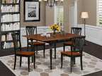 East West Furniture MZAV5-BCH-W 5 Piece Dinette Set for 4 Includes a Rectangle Dining Room Table with Dropleaf and 4 Dining Chairs, 36x54 Inch, Black & Cherry