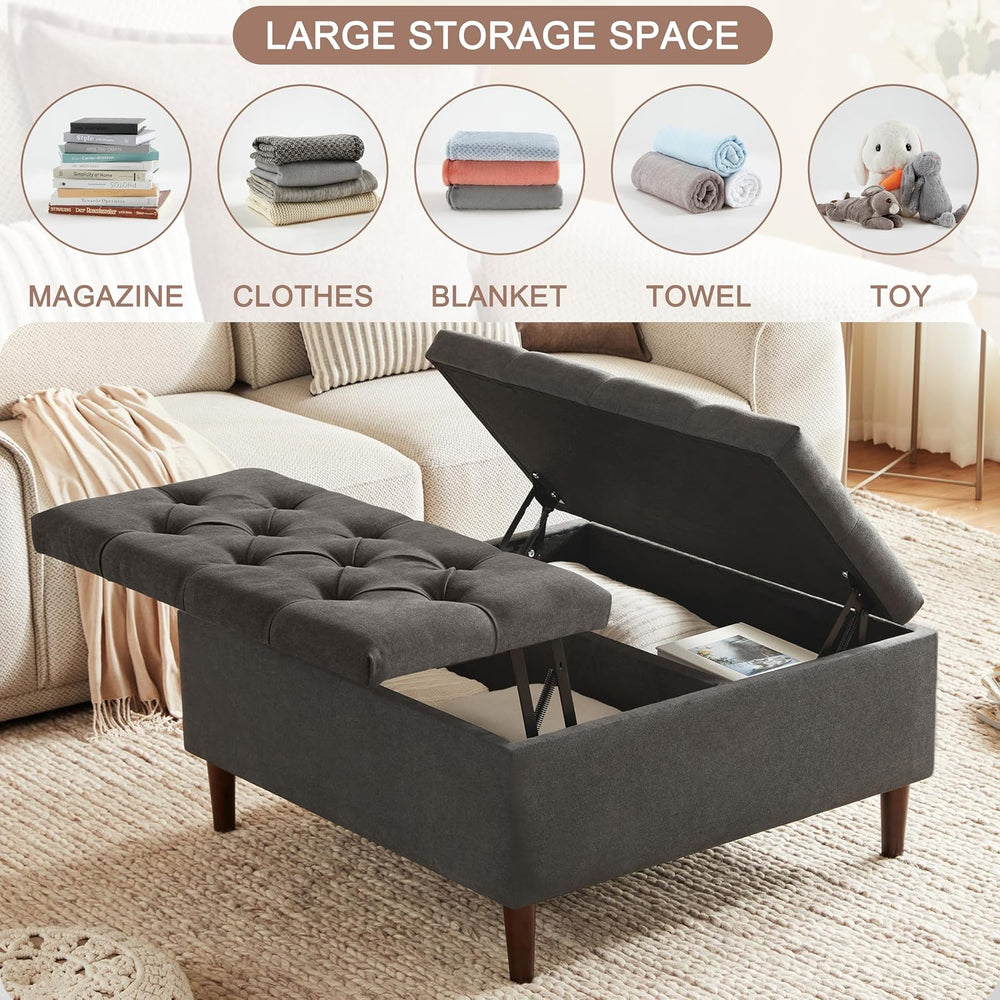 Weture 35" Large Storage Ottoman Coffee Table, Square Ottoman, Dark Grey...