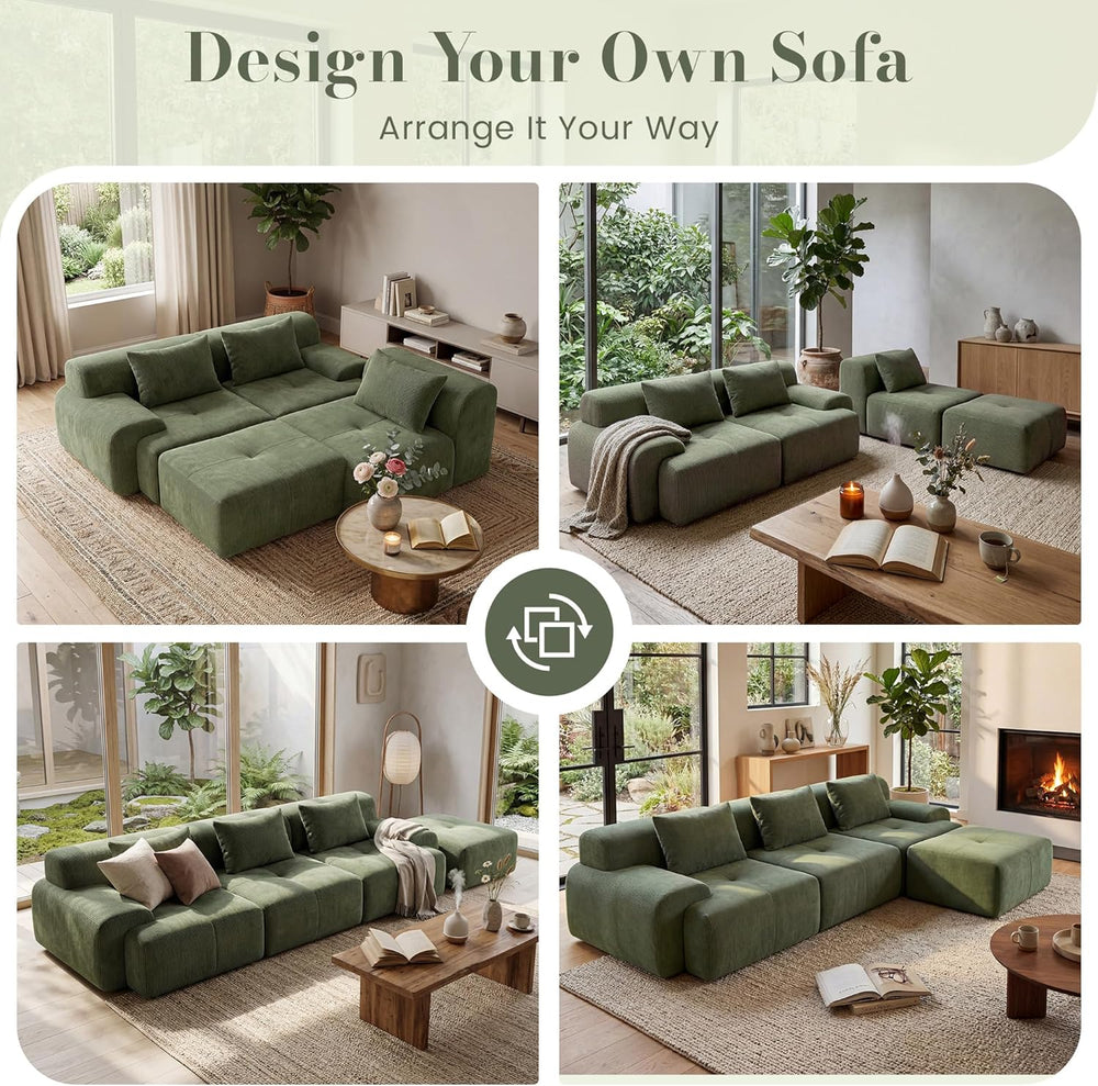 GRUSIGN 108'' Modular Sofa,Sectional Couch for Living Room | Tufted O...