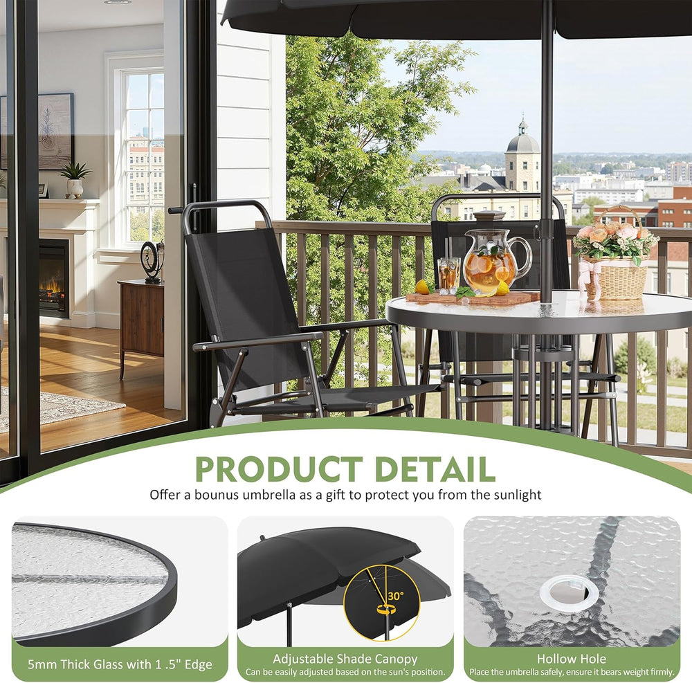 Shintenchi 6 Piece Outdoor Patio Furniture Set, Small Outdoor Patio Dining Ta...