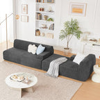 107" Modular Sectional Cloud Couch, Boneless couches Sponge sectionals for Living Room, High Density Sponges Sofa, Modular L-Shape with Chaise, Darkgrey