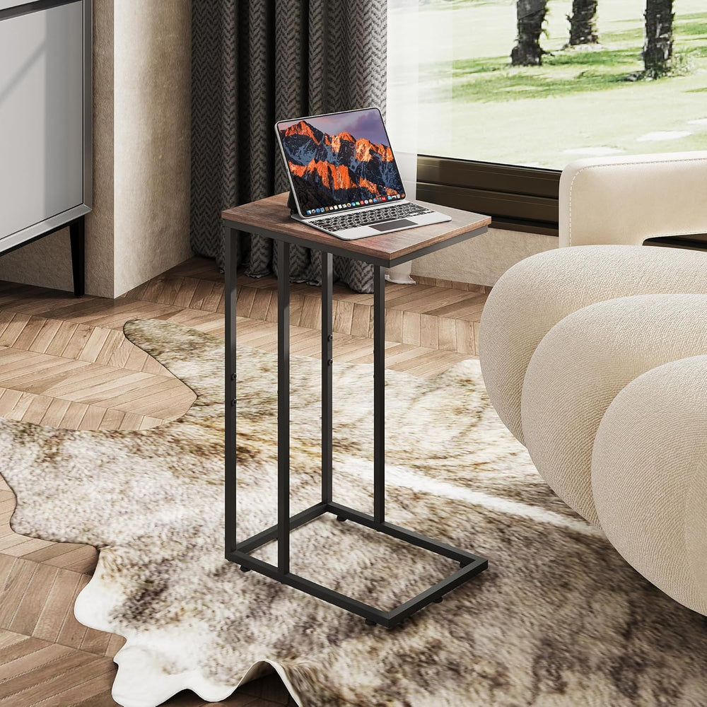 WLIVE C Shaped End Table, Small Side Tables for Sofa and Bed, Couch Table Tha...