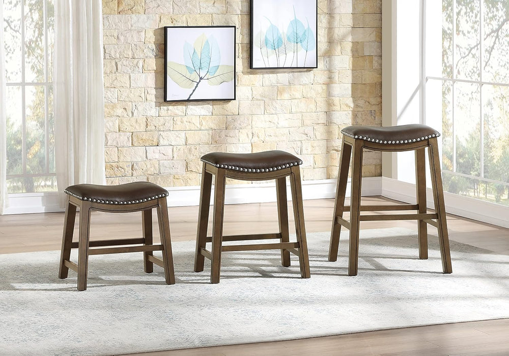 Lexicon Ordway Solid Wood Dining Height Stools - Saddle Table Height Stools f...